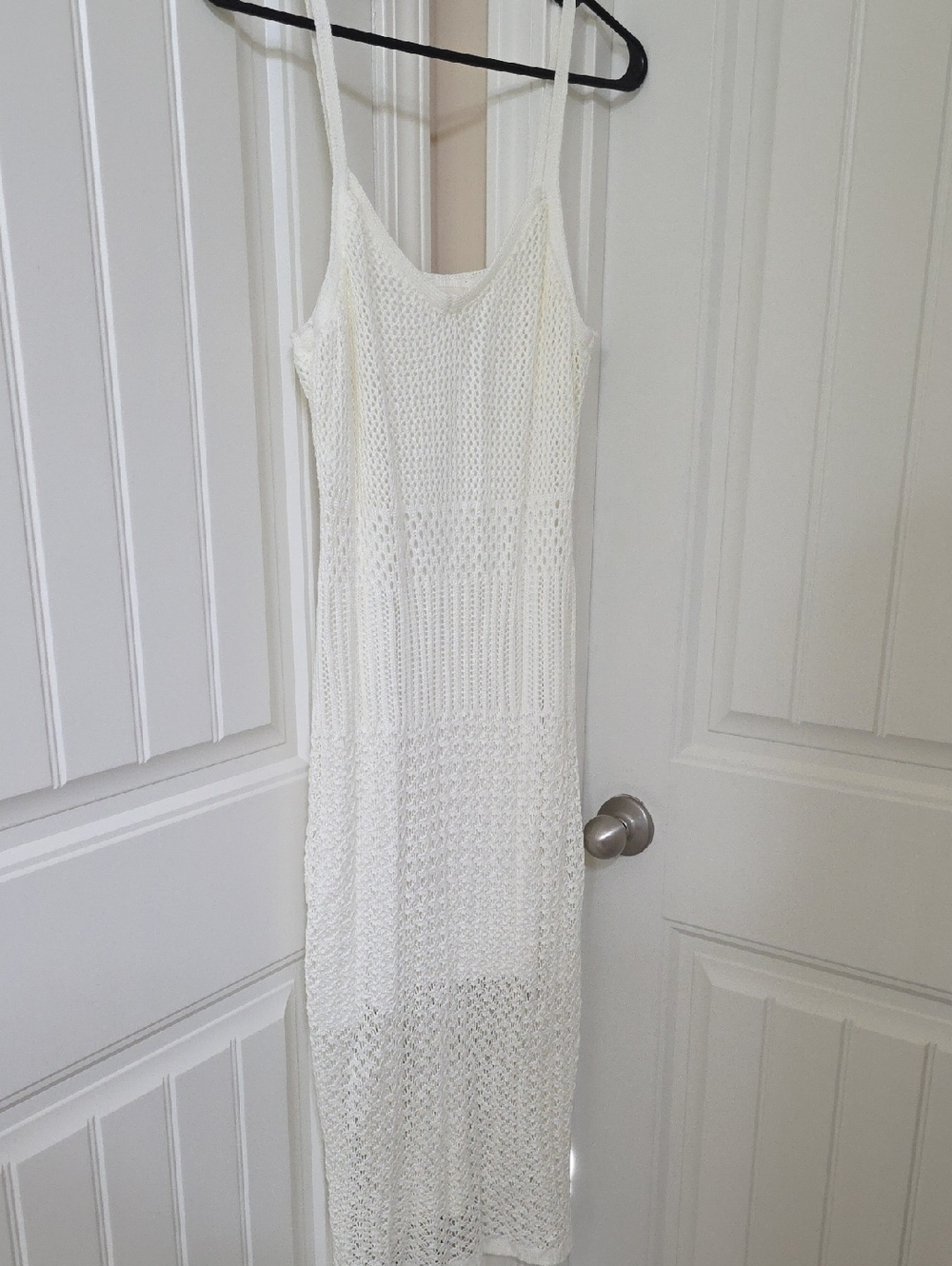Women’s Cream Crochet Maxi Dress with Slim Straps